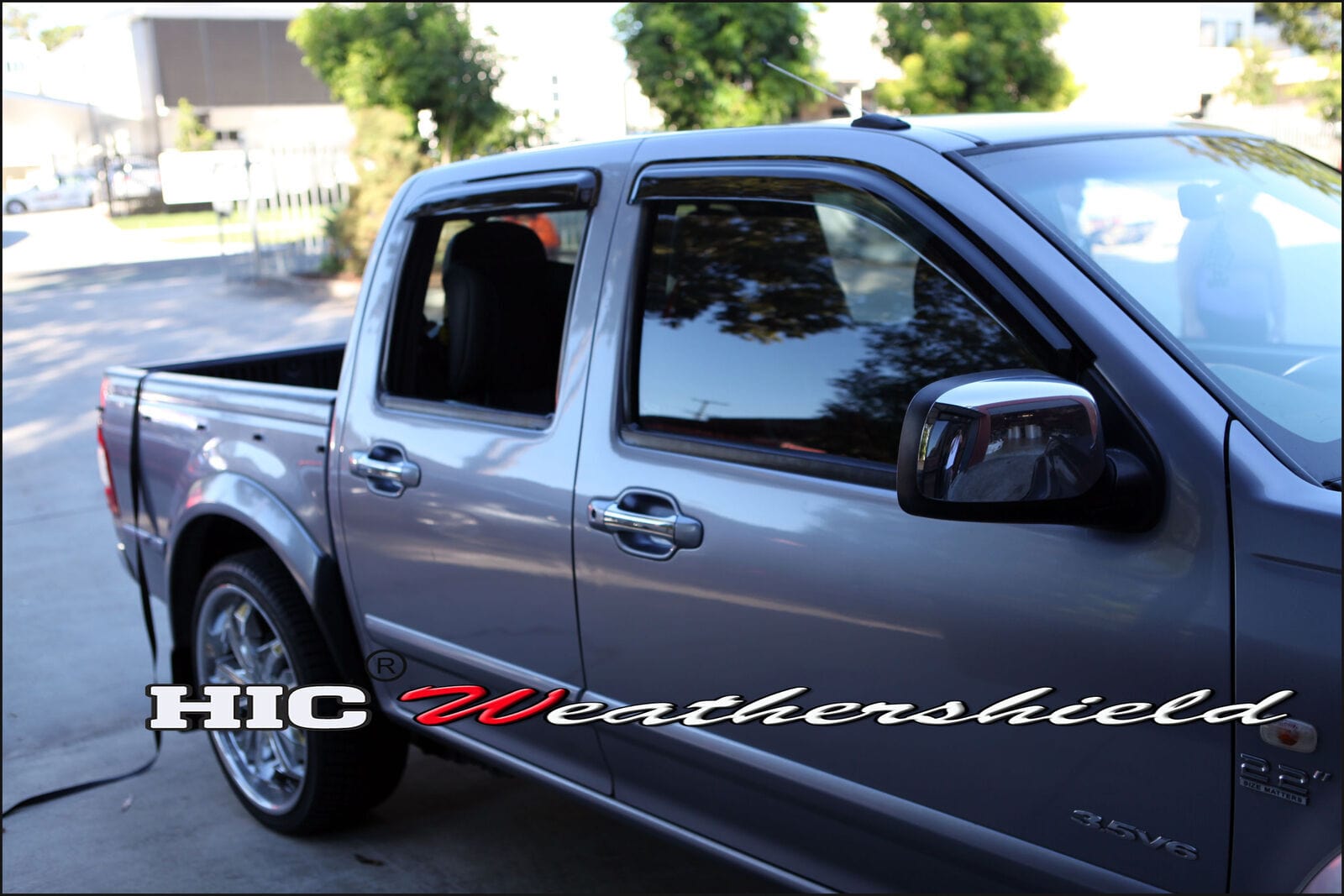 Installed view -  Holden RC Colorado Ute Weather Shields 2008-2012 Crew Cab - HIC