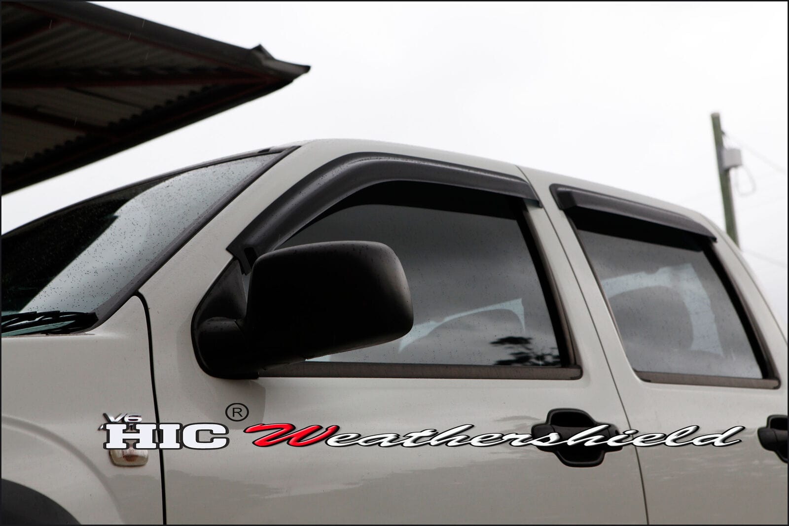 Installed view -  Holden Rodeo Ute Weather Shields 2003-2008 Crew Cab- HIC Premium