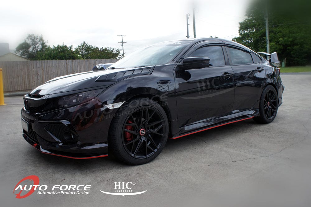 Installed view -  Honda Civic FC Sedan Weather Shields 2016-2021 - Mugen Style - HIC