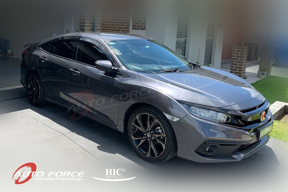 Installed view -  Honda Civic FC Sedan Weather Shields 2016-2021 - Mugen Style - HIC