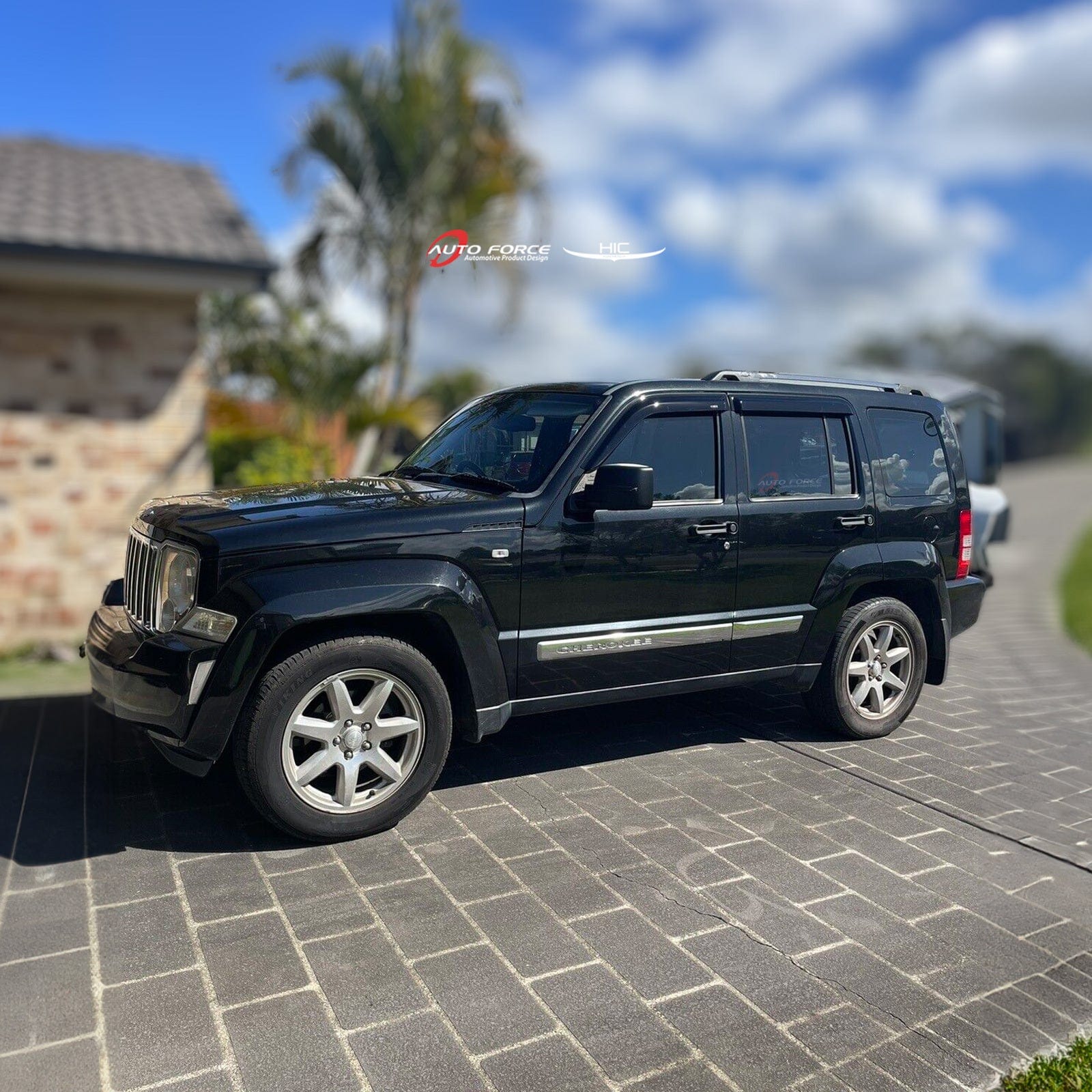 Installed view -  Jeep Cherokee KK Weather Shields 2008-2012 - HIC Premium