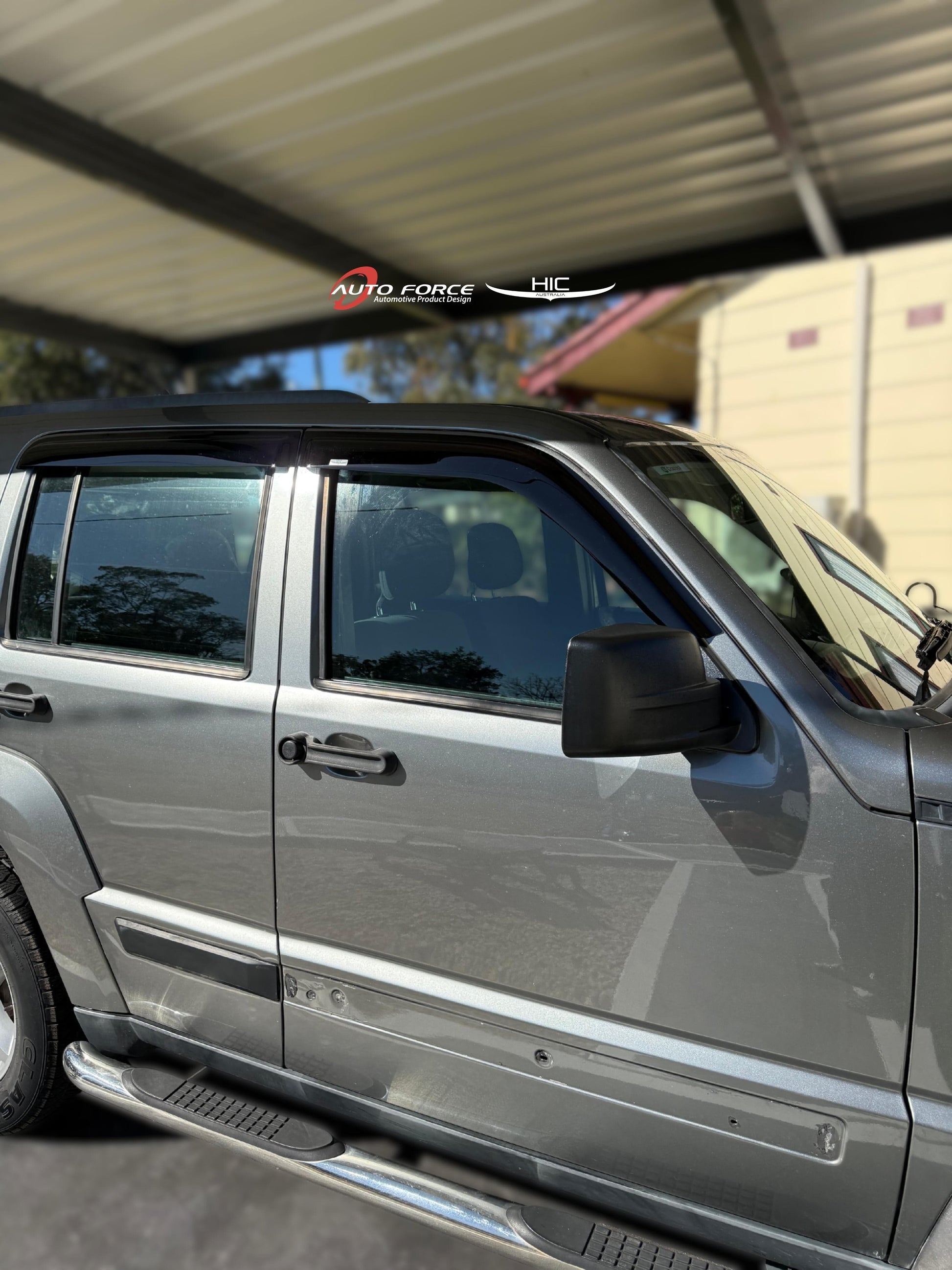 Installed view -  Jeep Cherokee KK Weather Shields 2008-2012 - HIC Premium