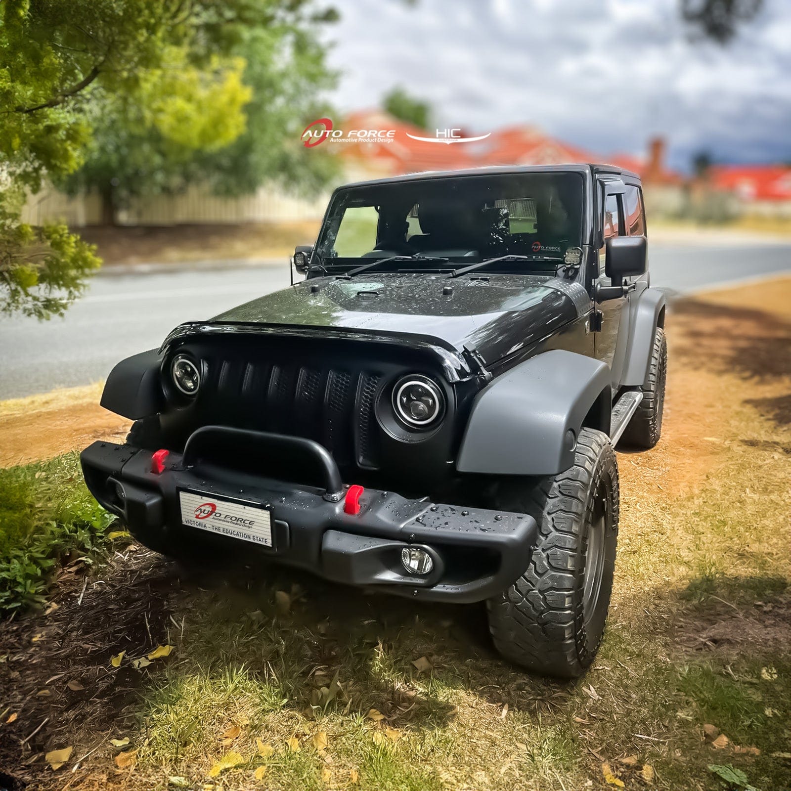 Installed view -  Jeep Wrangler JK Bonnet Protector 2006-2018 - HIC Premium