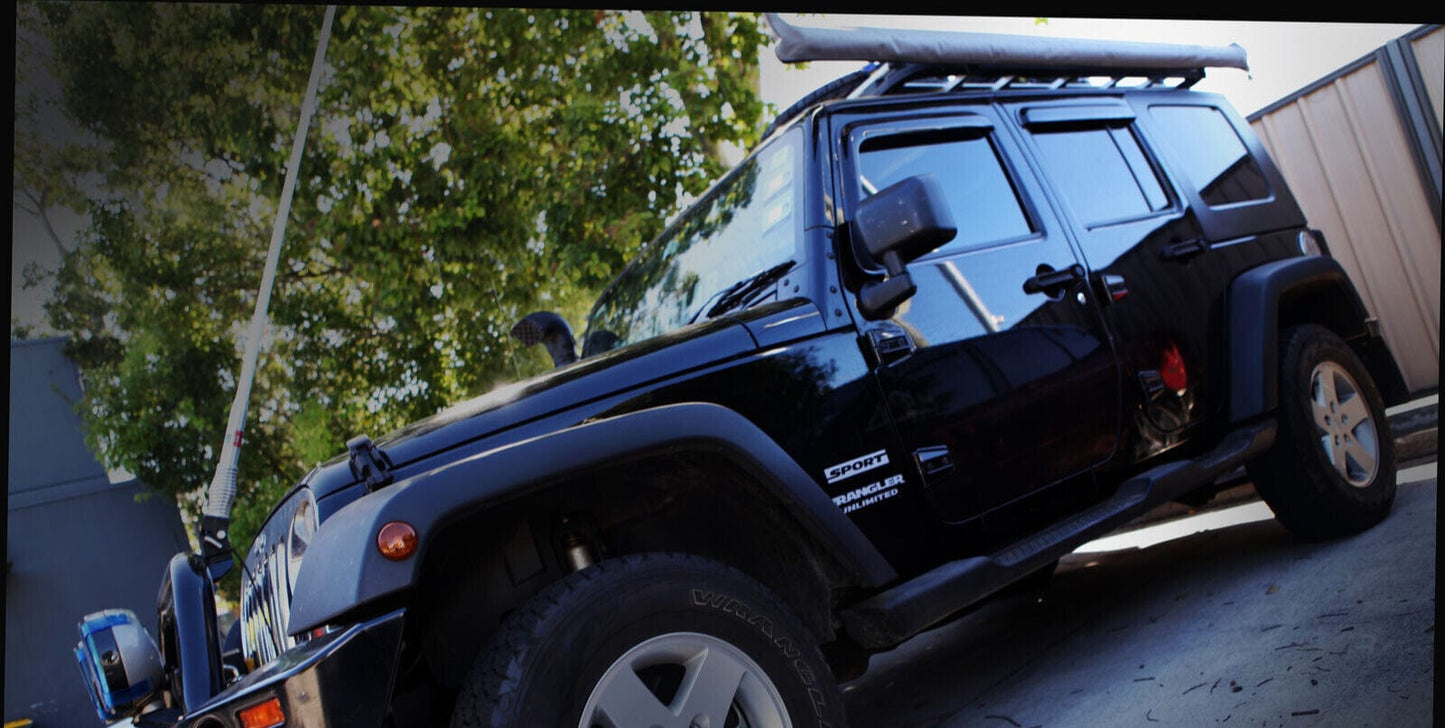 Installed view -  Jeep Wrangler JK Sedan Weather Shields 2007-2017 - HIC Premium