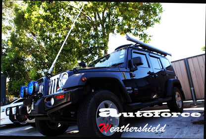 Installed view -  Jeep Wrangler JK Sedan Weather Shields 2007-2017 - HIC Premium