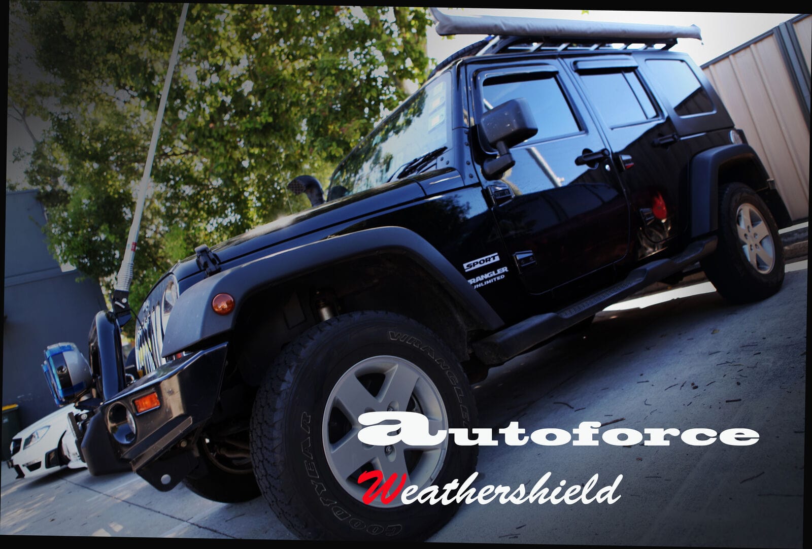 Installed view -  Jeep Wrangler JK Sedan Weather Shields 2007-2017 - HIC Premium