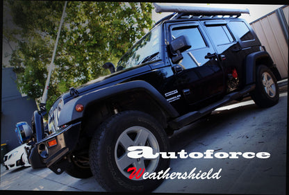 Installed view -  Jeep Wrangler JK Sedan Weather Shields 2007-2017 - HIC Premium