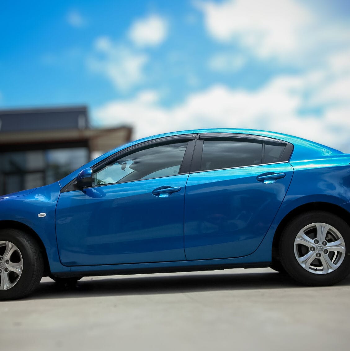 Installed view -  Mazda 3 Sedan Weather Shields 2009-2013 - HIC Premium