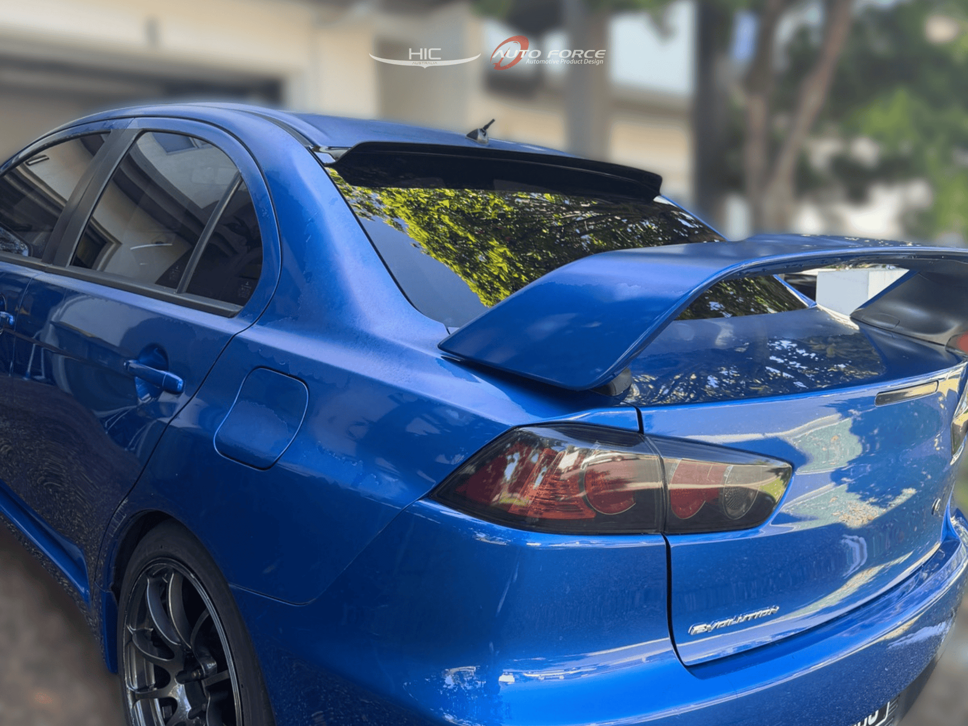 Installed view -  Mitsubishi Lancer CJ CF CX CY Rear Roof Spoiler (2007-2016) - HIC Premium