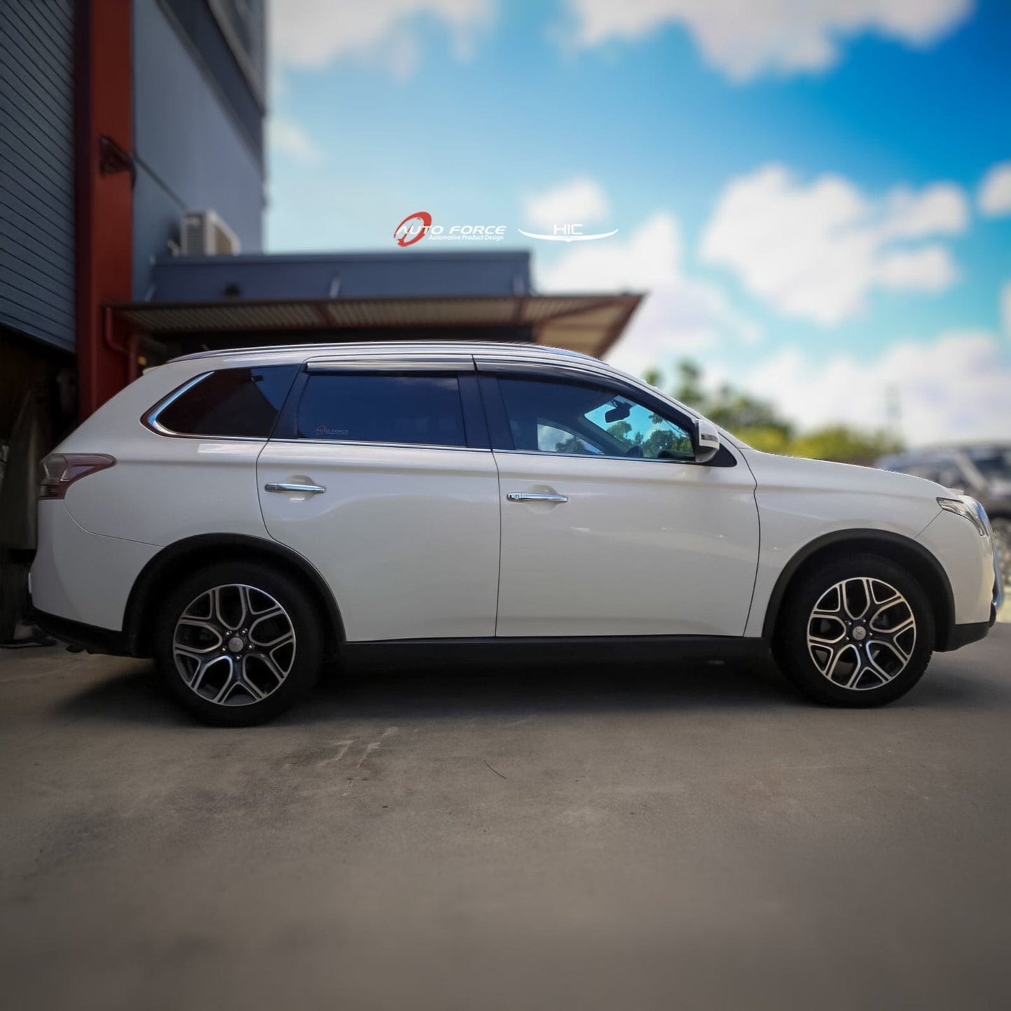 Installed view -  Mitsubishi Outlander Weather Shields 2012-2023 - HIC Premium