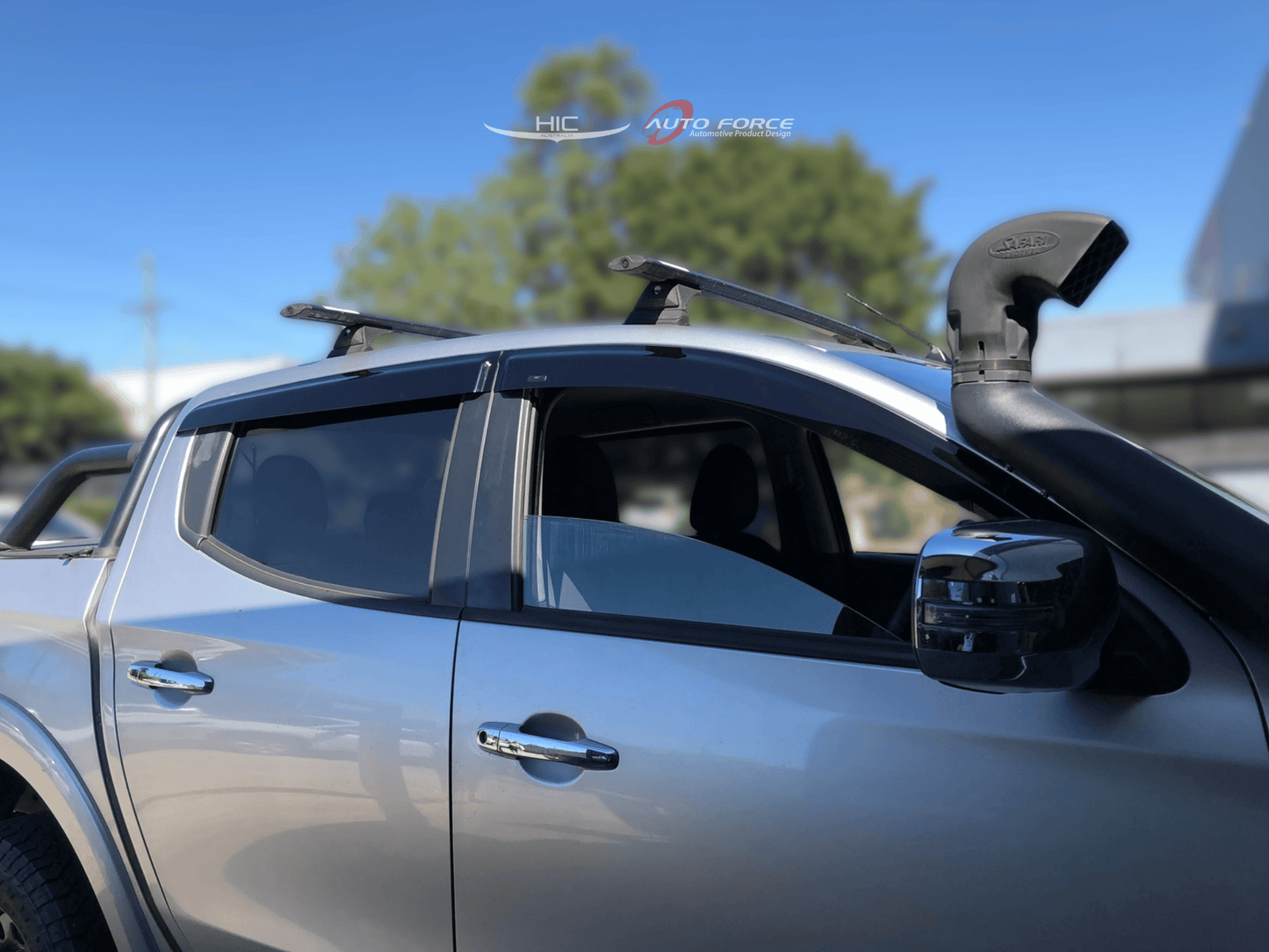 Installed view -  Mitsubishi Triton MQ MR Weather Shields 2015-2023 Dual Cab - HIC