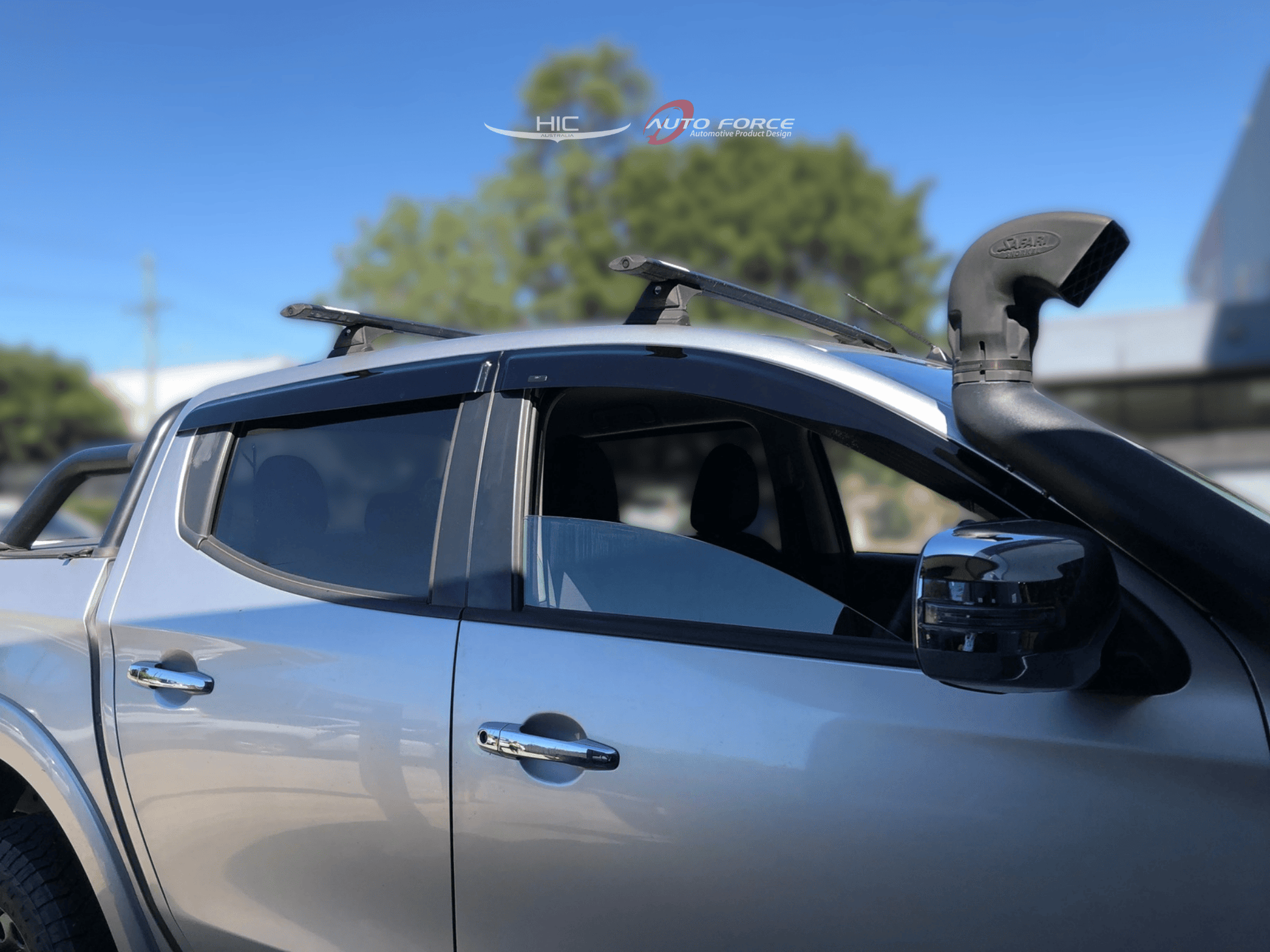 Installed view -  Mitsubishi Triton MQ MR Weather Shields 2015-2023 Dual Cab - HIC