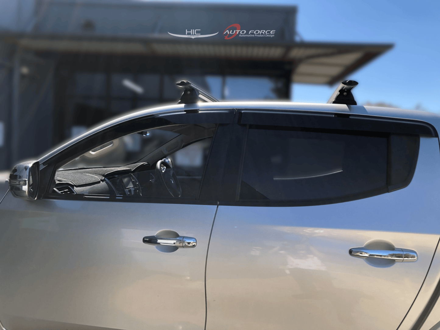 Installed view -  Mitsubishi Triton MQ MR Weather Shields 2015-2023 Dual Cab - HIC