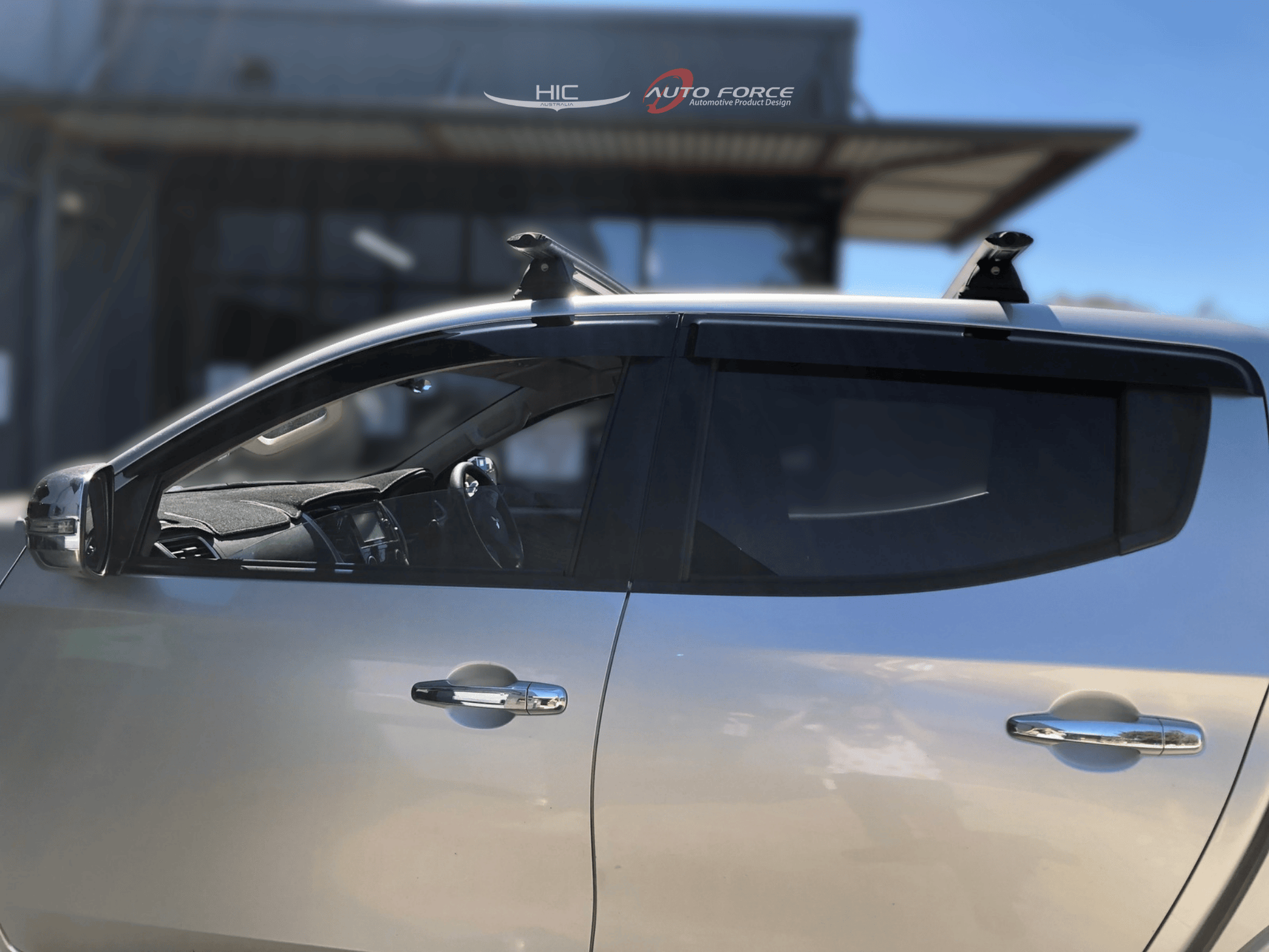 Installed view -  Mitsubishi Triton MQ MR Weather Shields 2015-2023 Dual Cab - HIC