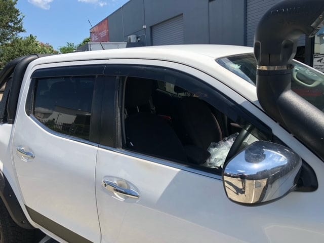 Installed view -  Nissan Navara NP300 Weather Shields 2015-2021 Injection Moulded - HIC Premium