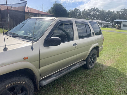 Installed view -  Nissan Pathfinder R50 WX Weather Shields 1996-2005 - HIC Premium