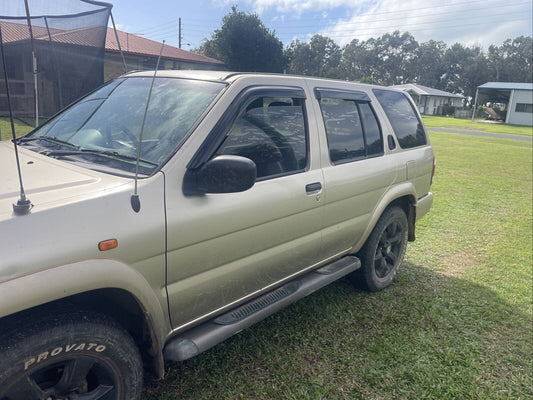 Installed view -  Nissan Pathfinder R50 WX Weather Shields 1996-2005 - HIC Premium