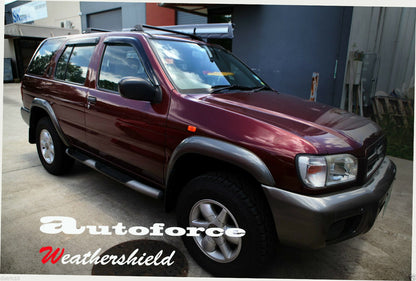 Installed view -  Nissan Pathfinder R50 WX Weather Shields 1996-2005 - HIC Premium