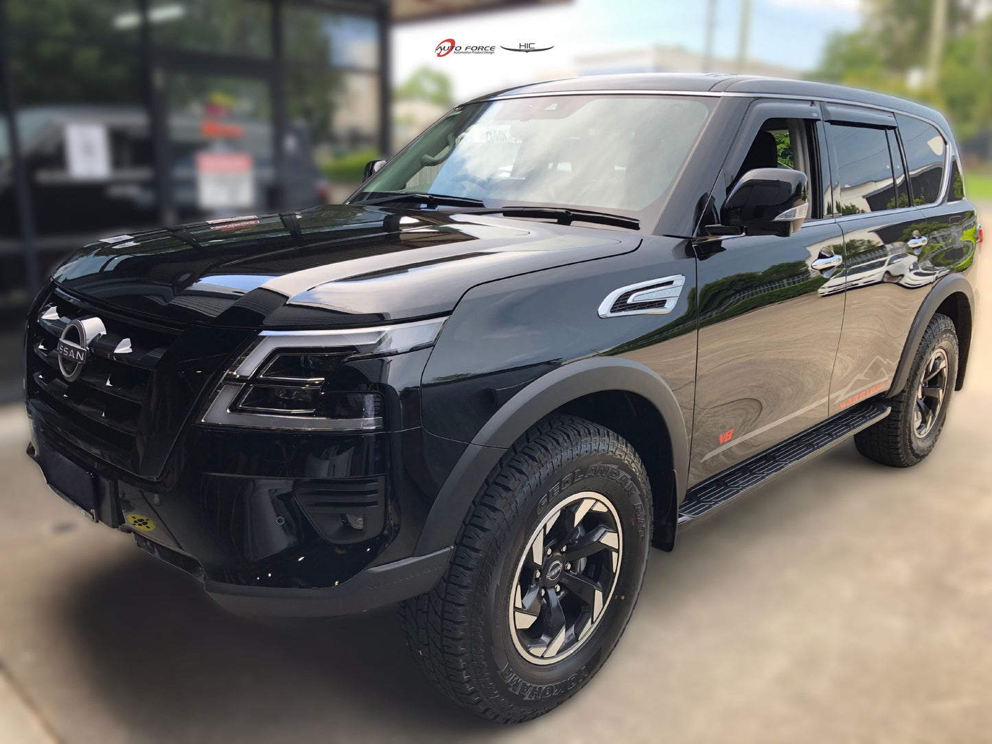 Installed view -  Nissan Patrol Y62 Weather Shields 2013-Onwards - HIC Premium