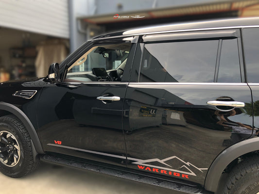 Installed view -  Nissan Patrol Y62 Weather Shields 2013-Onwards - HIC Premium