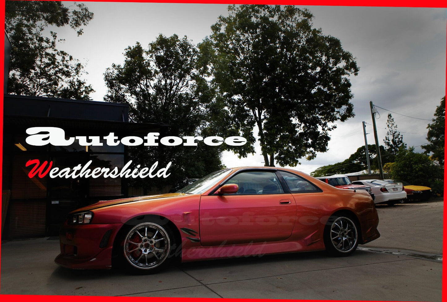 Installed view -  Nissan Skyline R33 GTR Weather Shields - HIC Premium