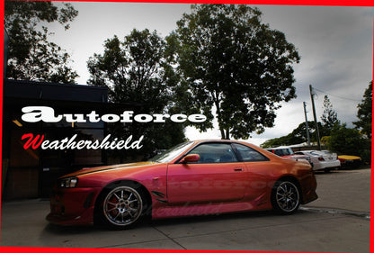 Installed view -  Nissan Skyline R33 GTR Weather Shields - HIC Premium