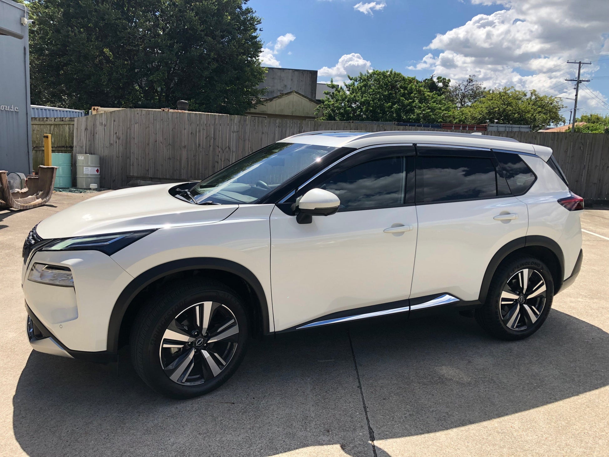 Installed view -  Nissan X-Trail T33 Weather Shields 2021-2026 with Chrome Trim - HIC Premium