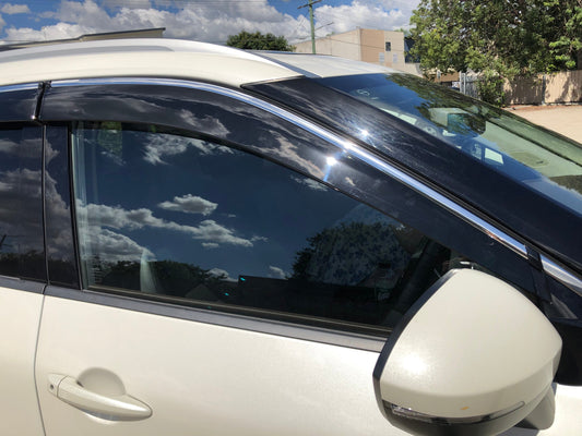 Installed view -  Nissan X-Trail T33 Weather Shields 2021-2026 with Chrome Trim - HIC Premium