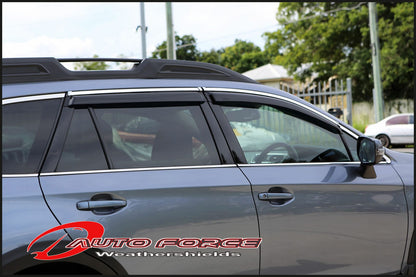Installed view -  Subaru Outback Weather Shields 2015-2019 - HIC Premium