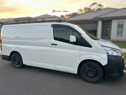Installed view -  Toyota HiAce Van Weather Shields 2019-2024 - HIC Premium