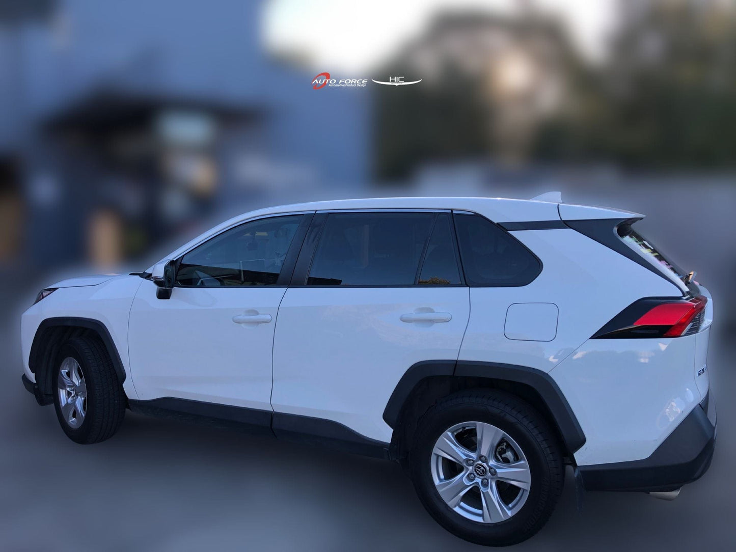 Installed view -  Toyota RAV4 Weather Shields 2019-2025 with Chrome Trim - HIC Premium