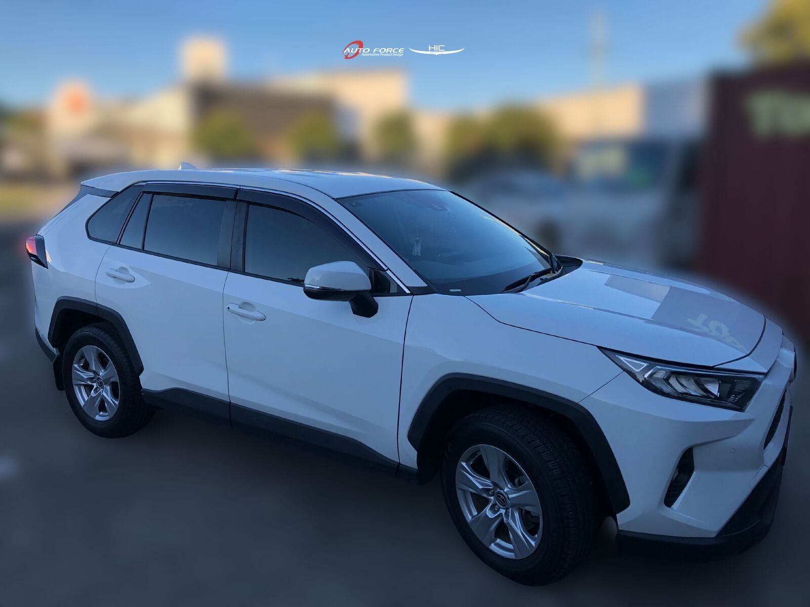 Installed view -  Toyota RAV4 Weather Shields 2019-2025 with Chrome Trim - HIC Premium